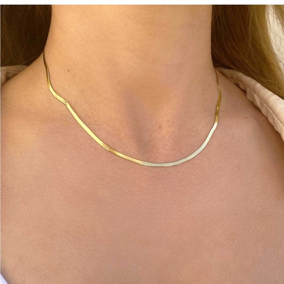 BABYGOLD Jewelry - Babygold 14K Gold Thin Herringbone Necklace 3mm